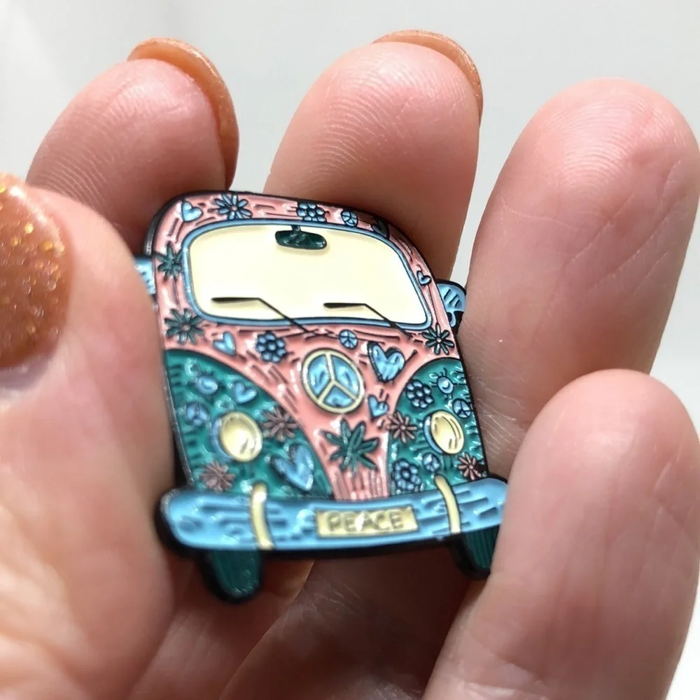 3/$25 Boho Hippie Volkswagen Van Bus Pin Badge Brooch